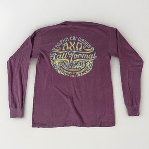 Alpha Chi Omega Long‎ Sleeve T Shirt Womens Medium Maroon Comfort Colors AXO